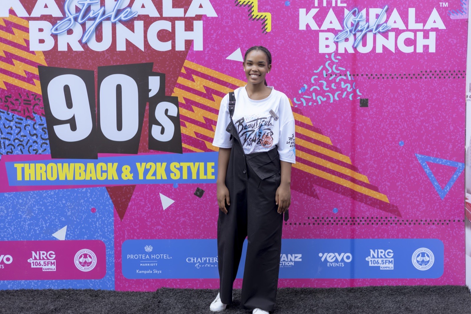 A guest dressed for the 90's Throwback and Y2K style edition of The Kampala Style Brunch, August 2024
