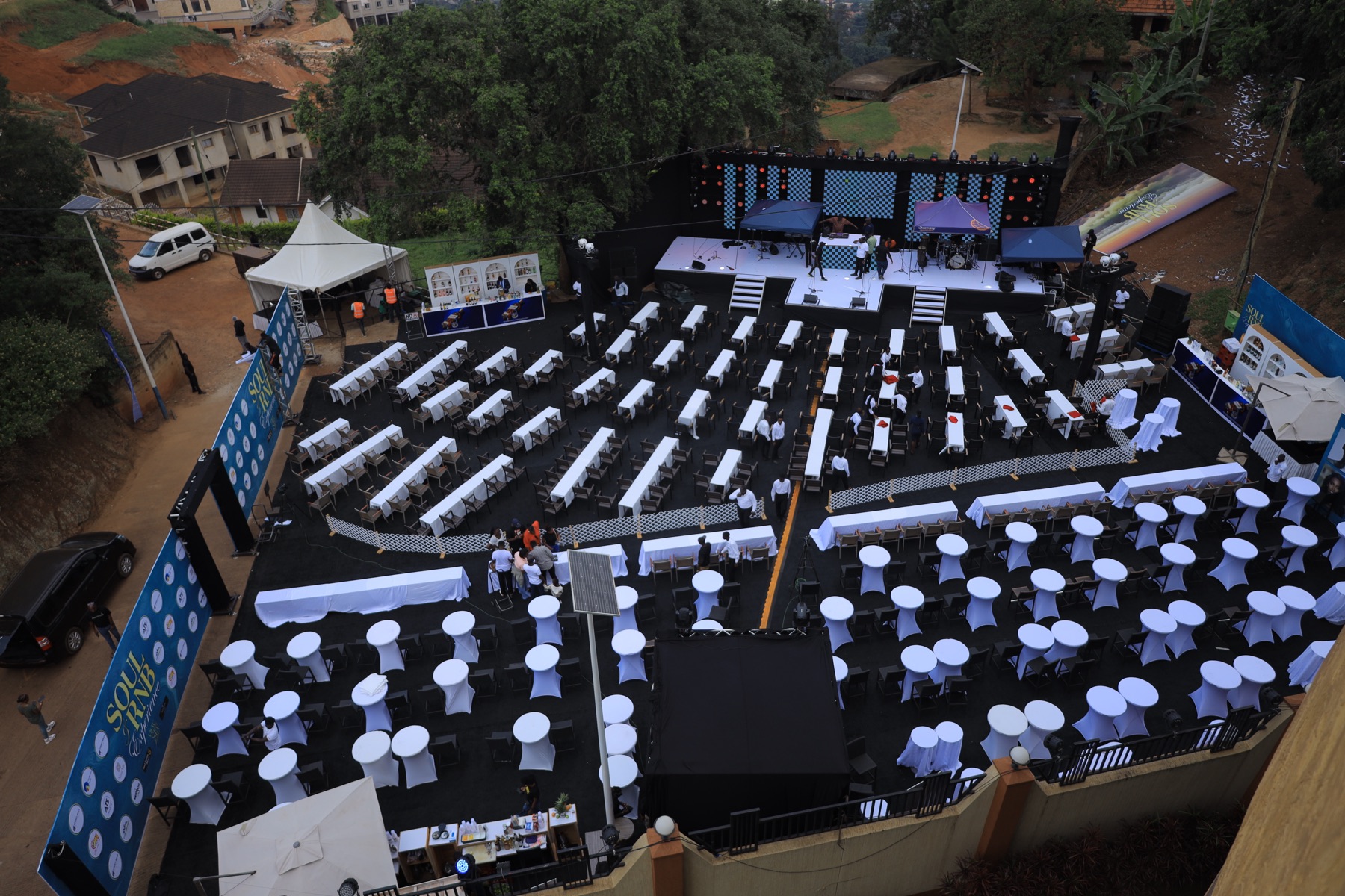 The Backyard at Skyz Hotel Kampala set up for Soul RnB